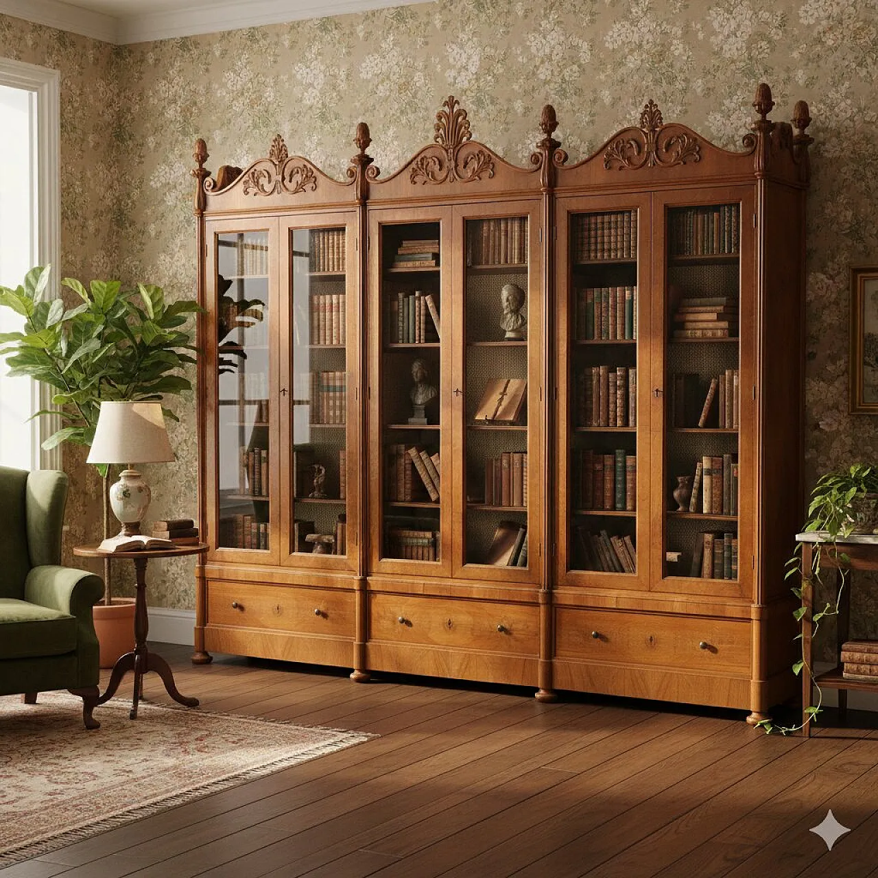 Walnut and glass bookcase, mid-19th century 2