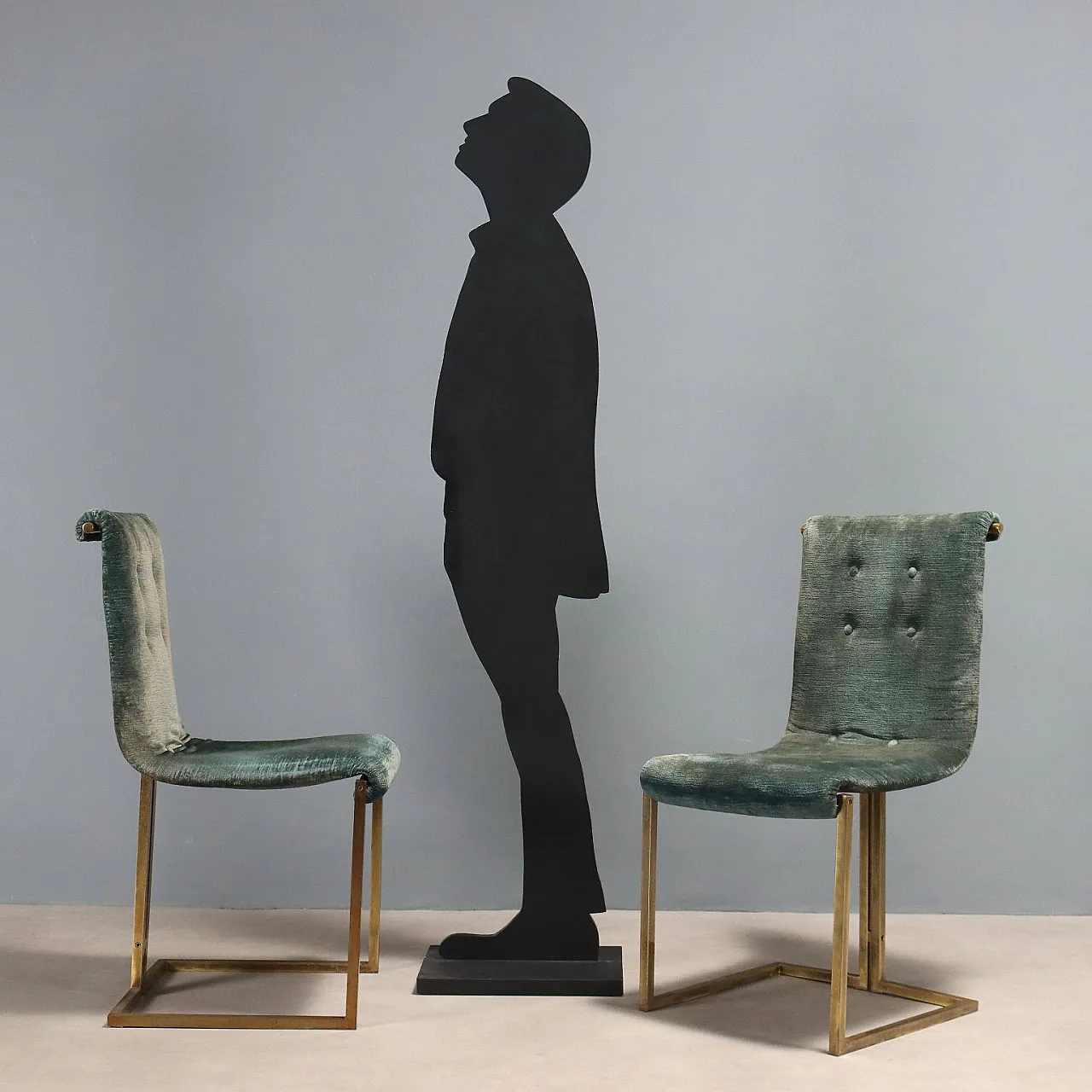 6 Sedie in metallo ottonato e rivestimento in tessuto, '900 3