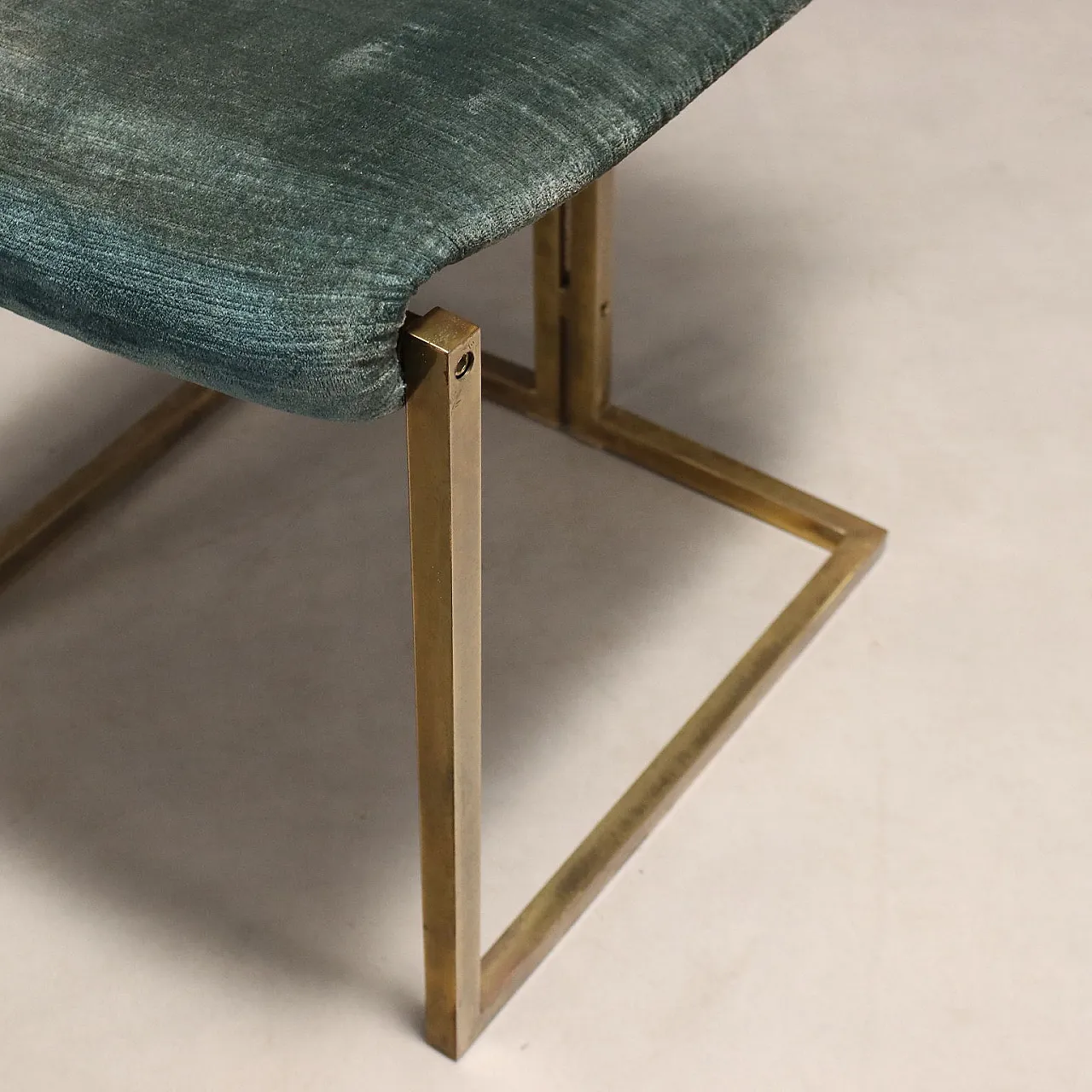 6 Sedie in metallo ottonato e rivestimento in tessuto, '900 6