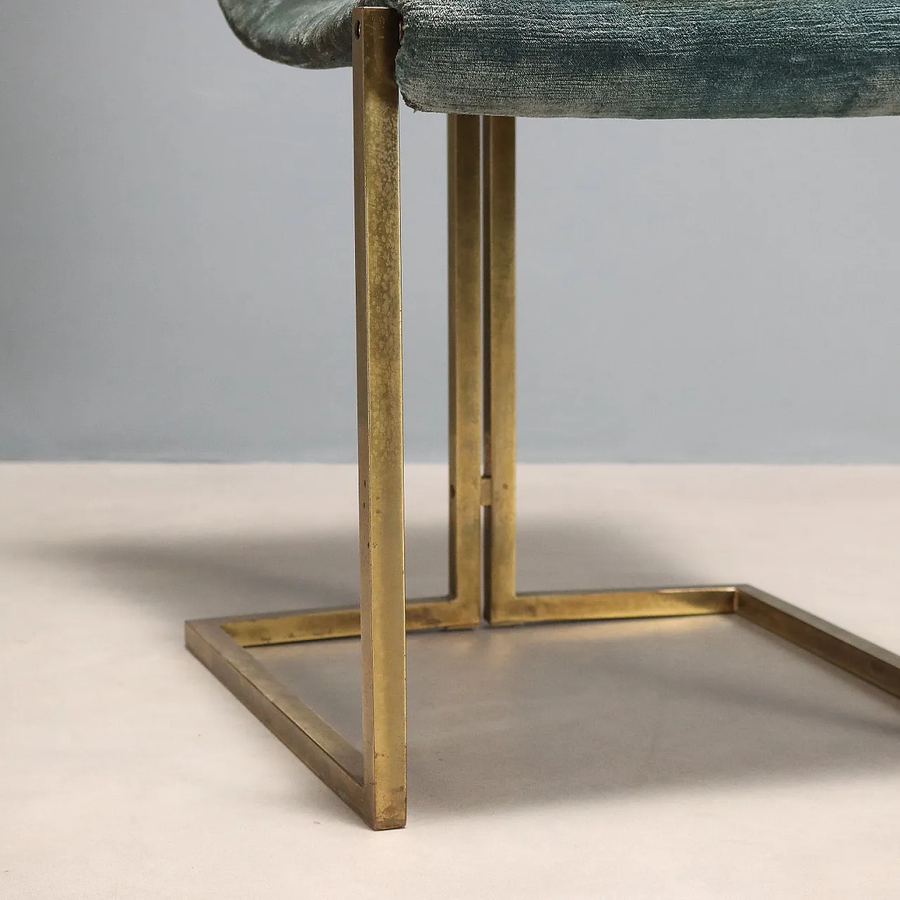 6 Sedie in metallo ottonato e rivestimento in tessuto, '900 7