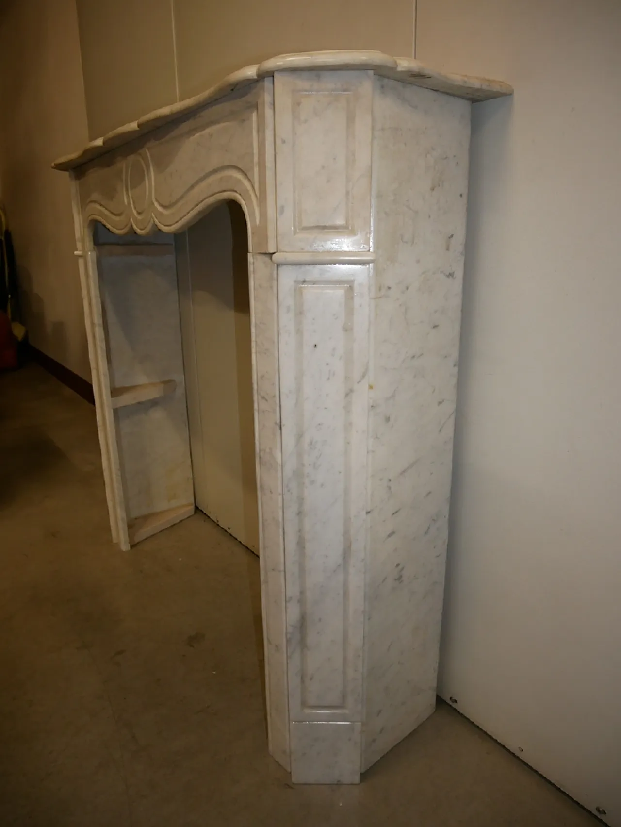 Fireplace in white marble, early 20th century 8
