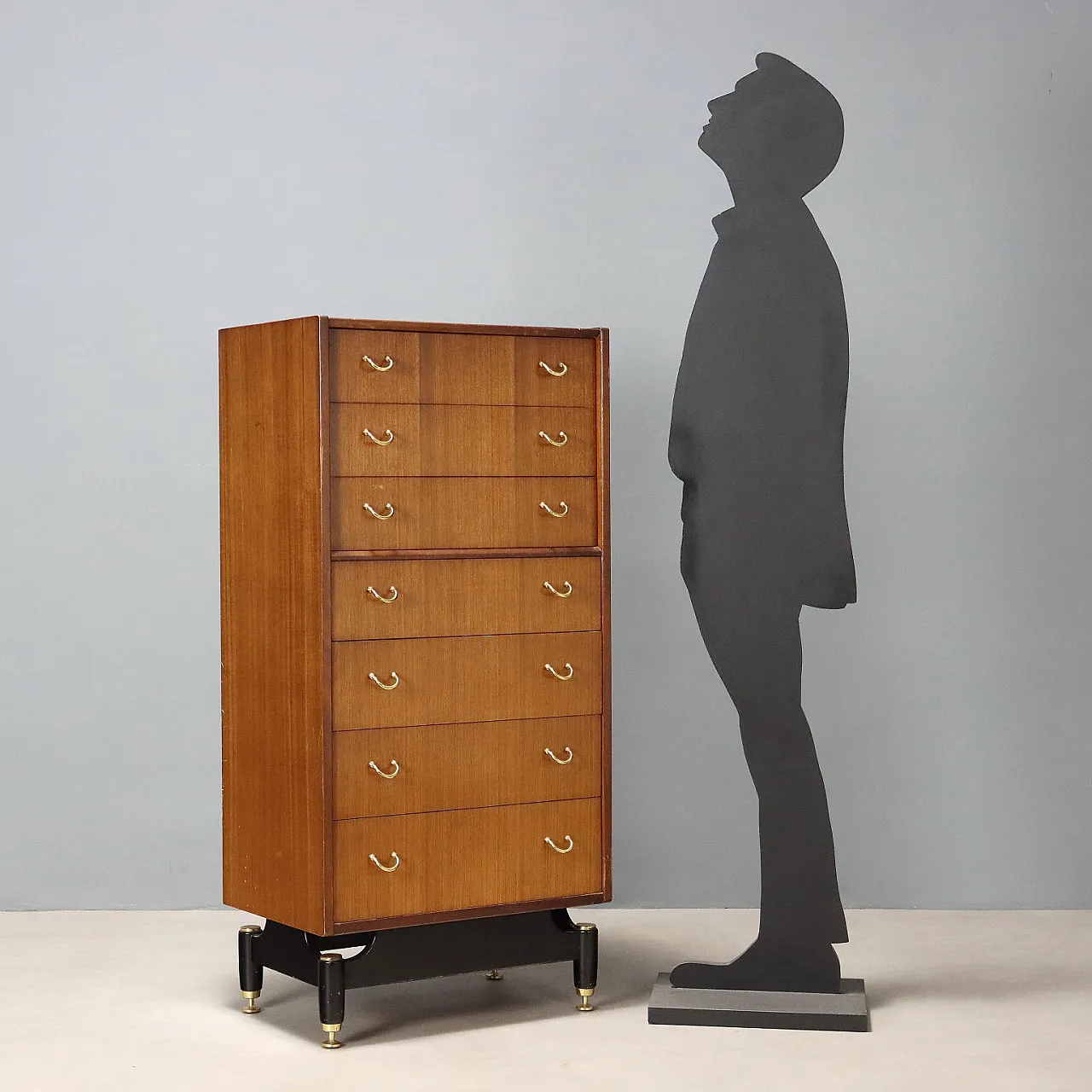 Cassettiera in teak, legno smaltato e ottone, '900 3