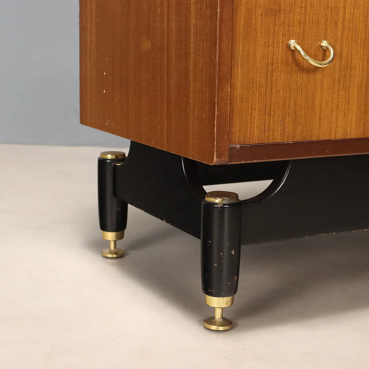 Cassettiera in teak, legno smaltato e ottone, '900 8