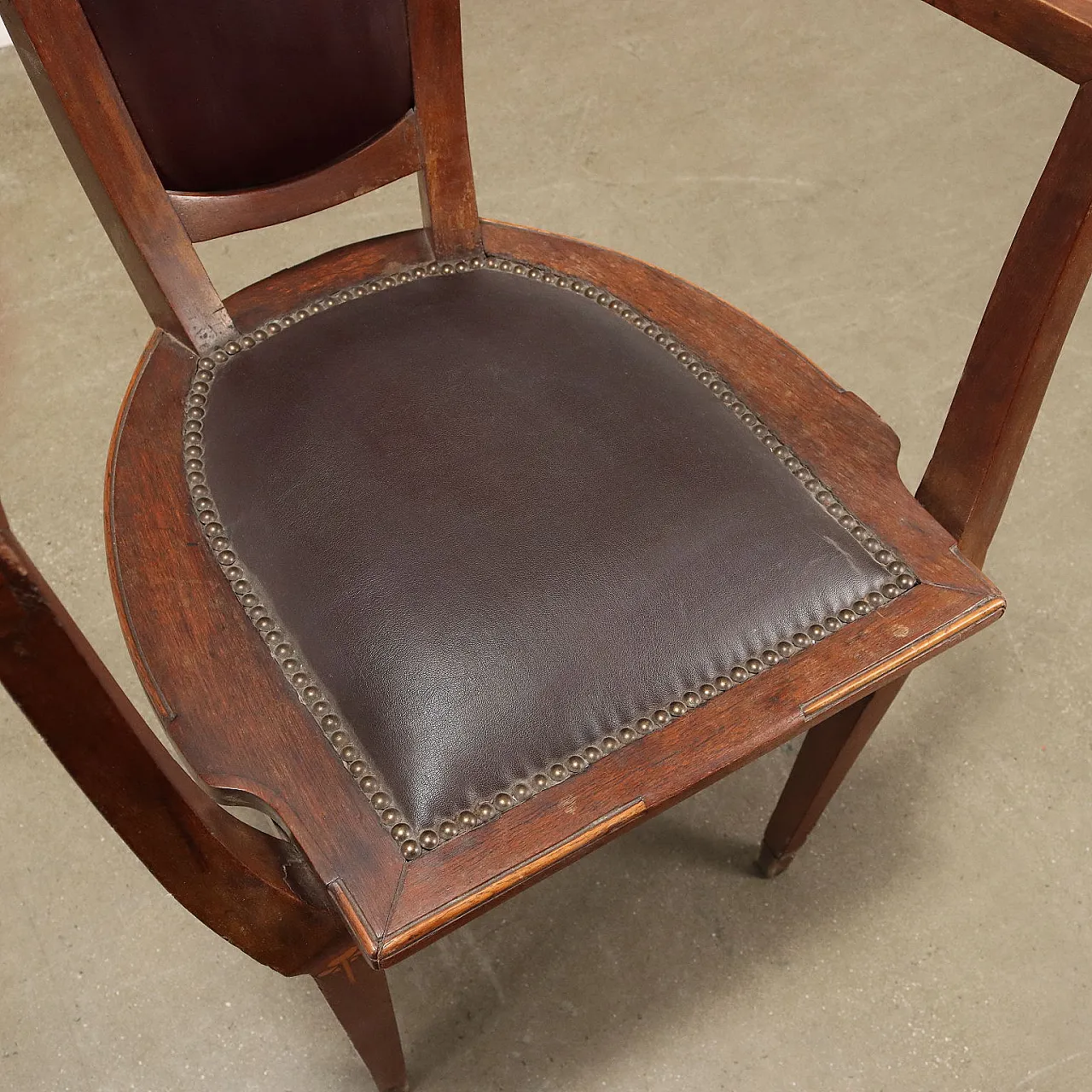 6 sedie e 2 poltroncine in stile Liberty in mogano, '900 9