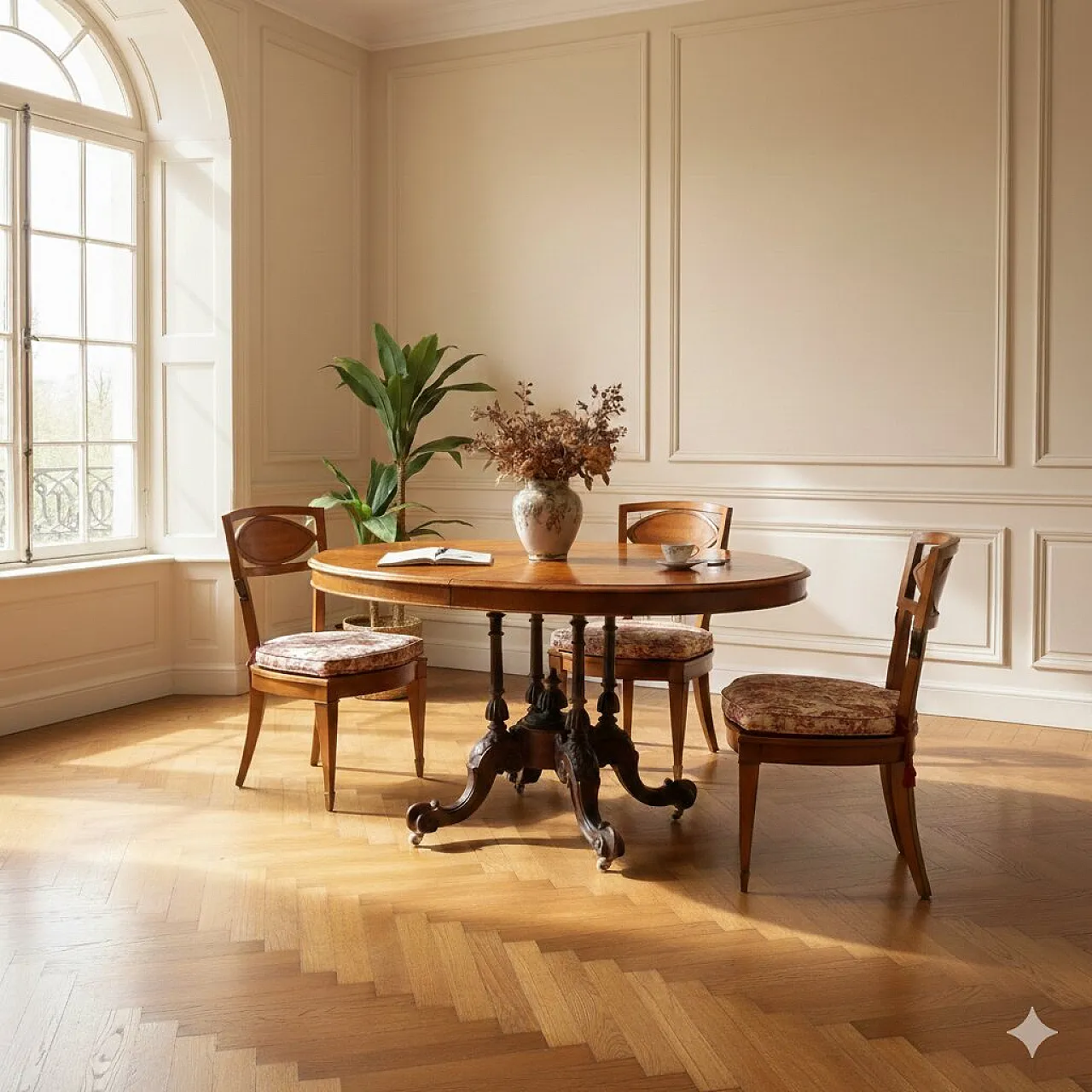 Tavolo in radica di mogano, '800 2