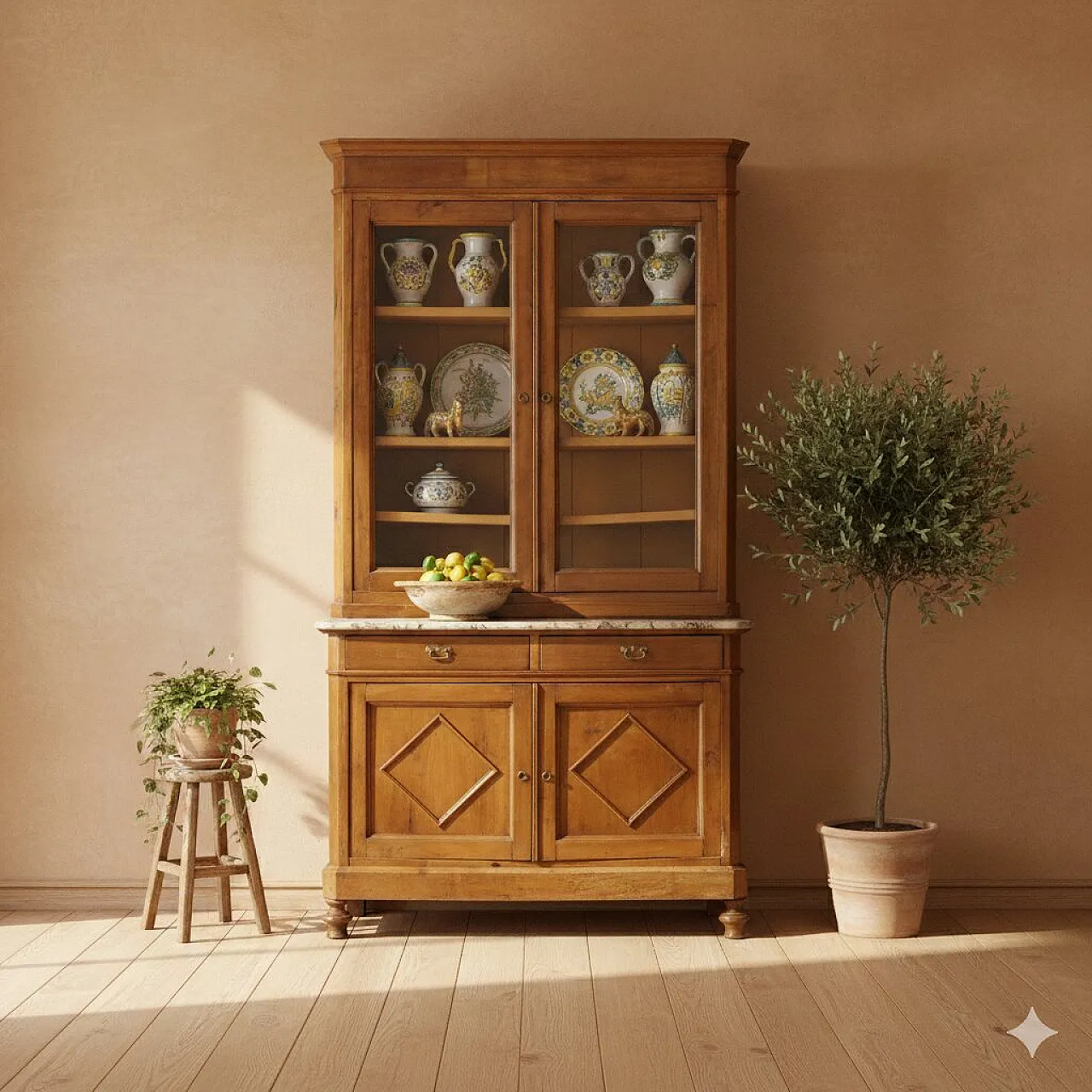 Credenza in noce e vetro, metà '800 2