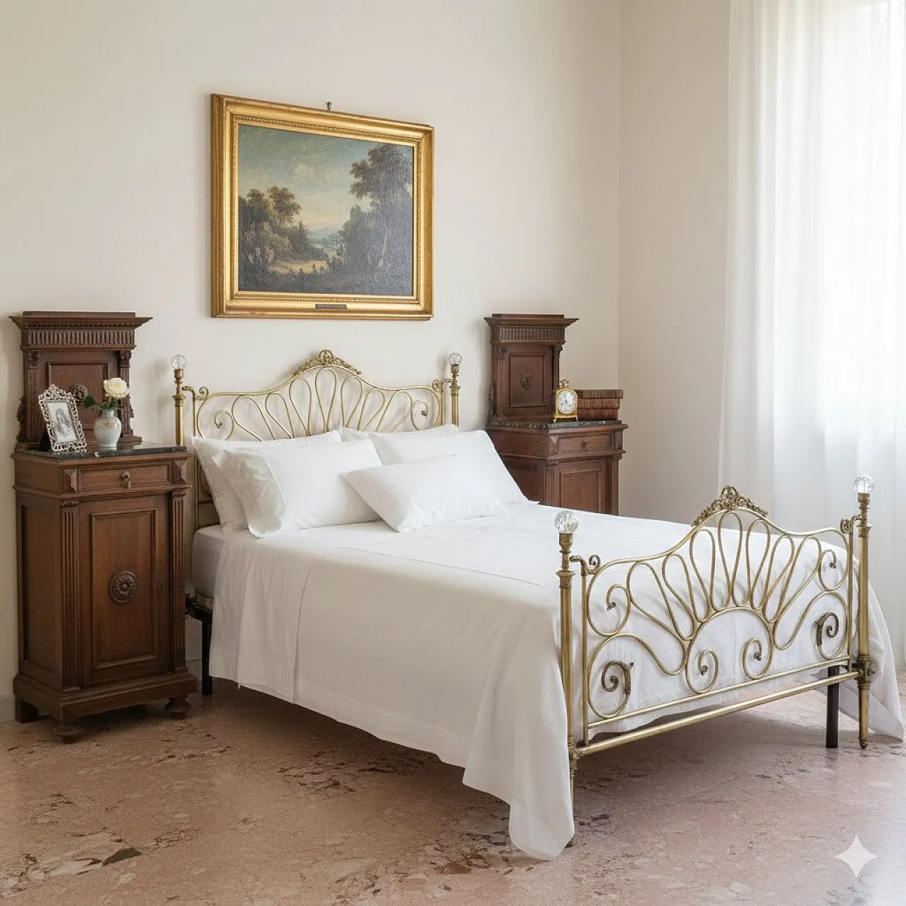 Coppia di comodini neorinascimentali in noce, primo '900 2