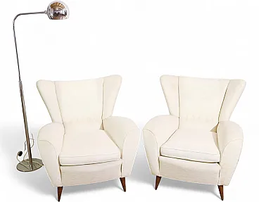 Pair of white armchairs, 50s