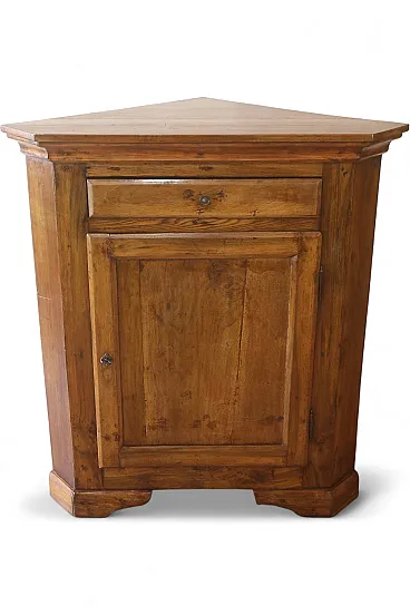 large antique Venetian corner cabinet in solid elm oak 18th century