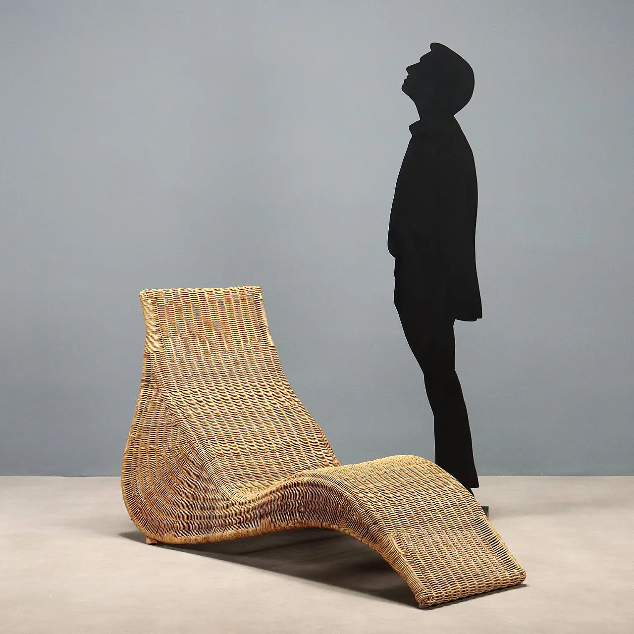 Chaise longue in bamboo and woven wicker, 20th century 2