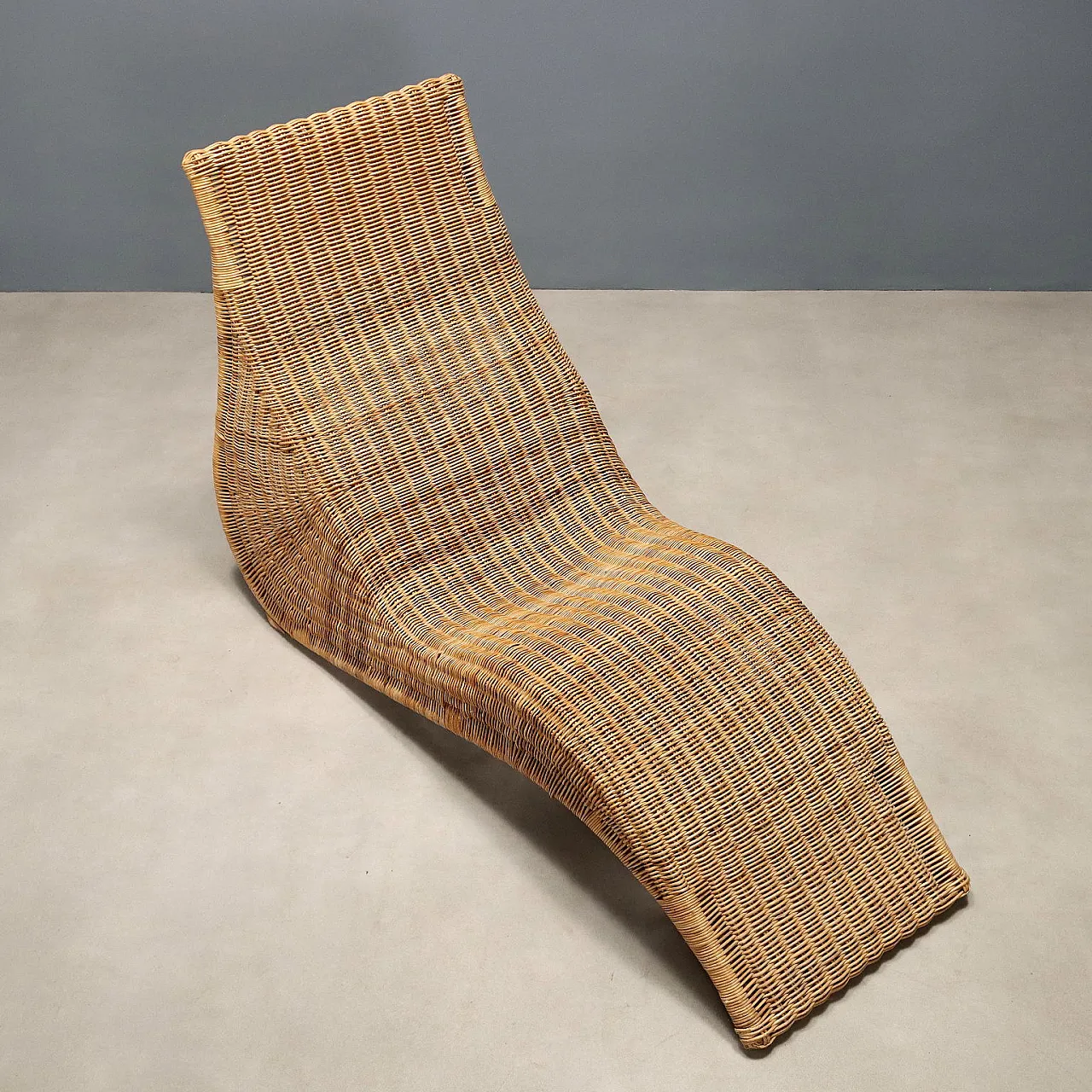 Chaise longue in bamboo and woven wicker, 20th century 7