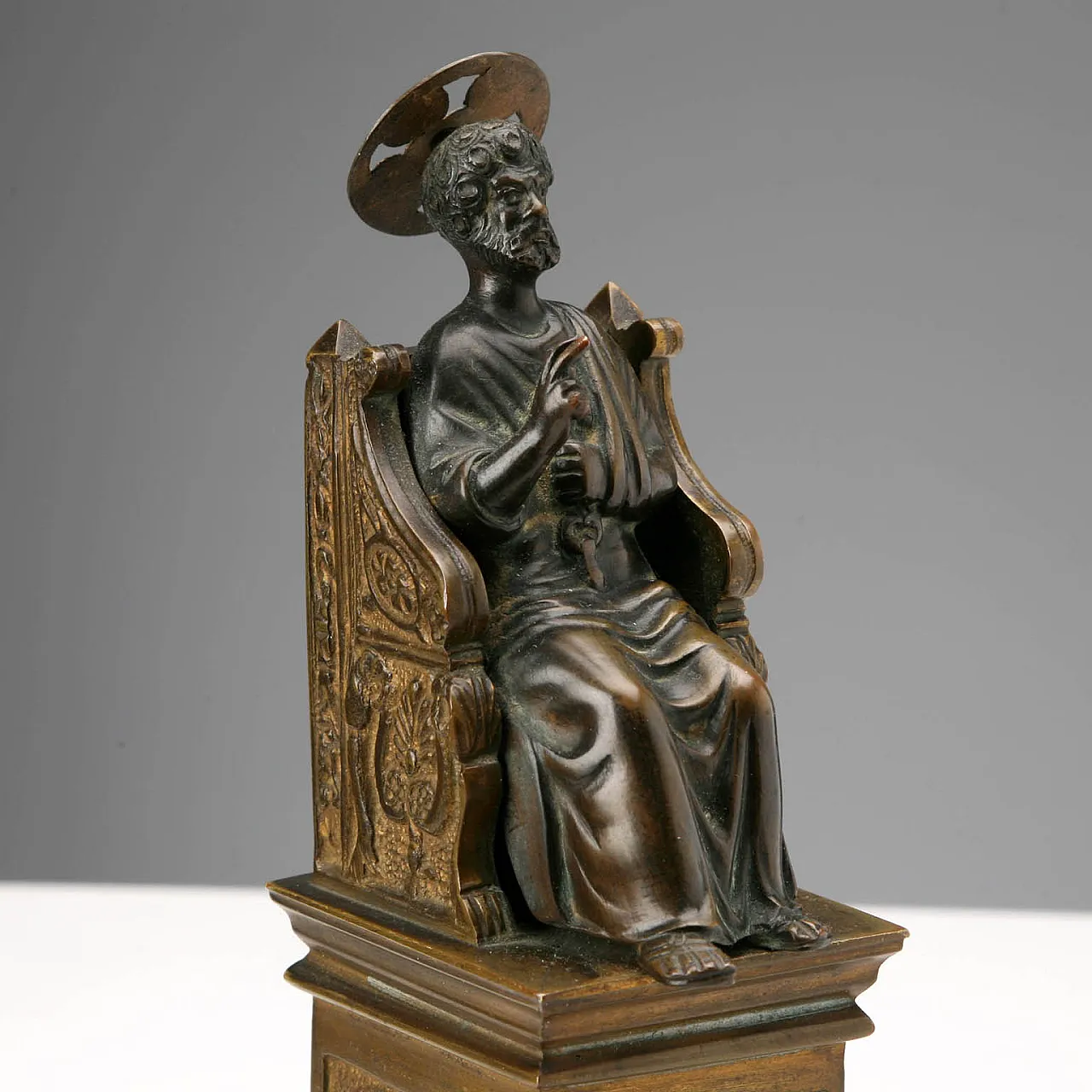 Scultura in bronzo raffigurante San Pietro in Trono, '800 7