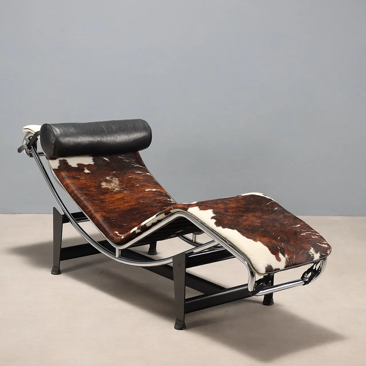 Chaise longue in metallo smaltato e cromato, '900 1