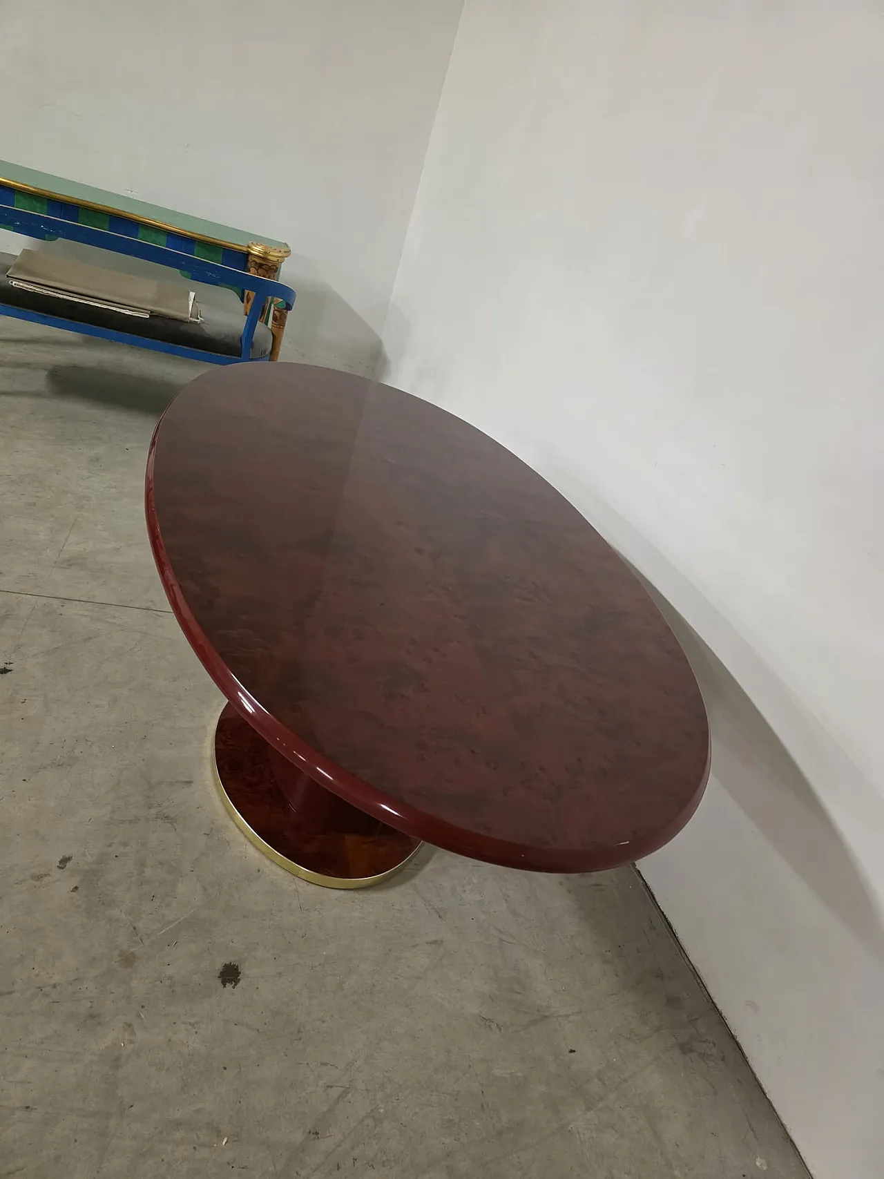 Tavolo in radica bordeaux, anni '80 5