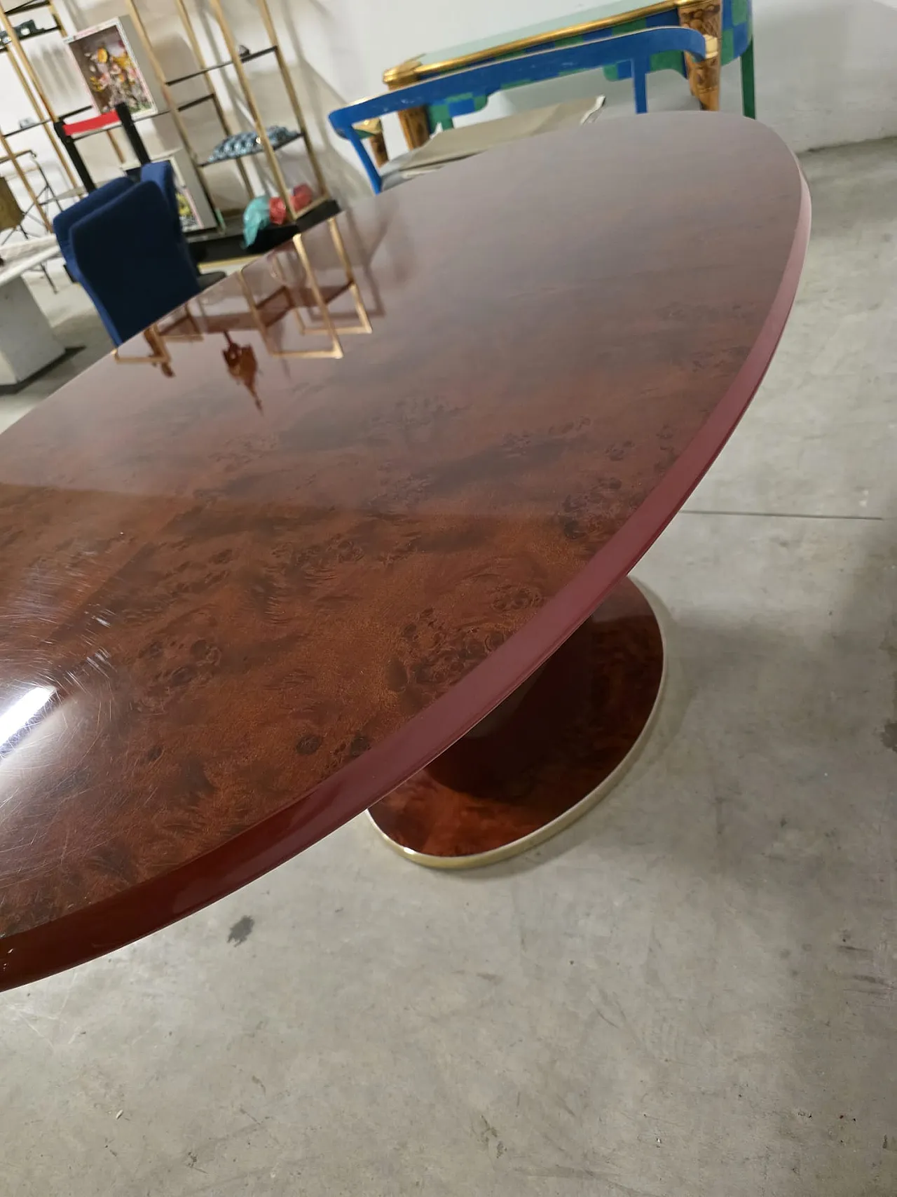 Tavolo in radica bordeaux, anni '80 10