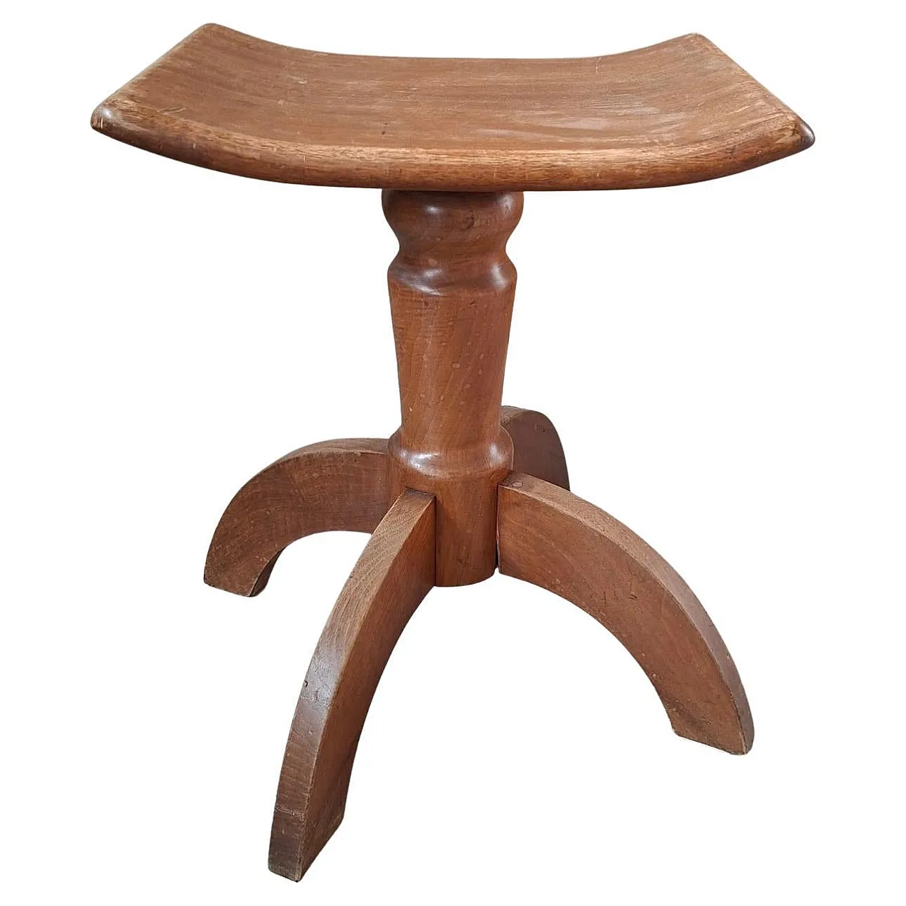 Solid beech screw stool, 1960s 1