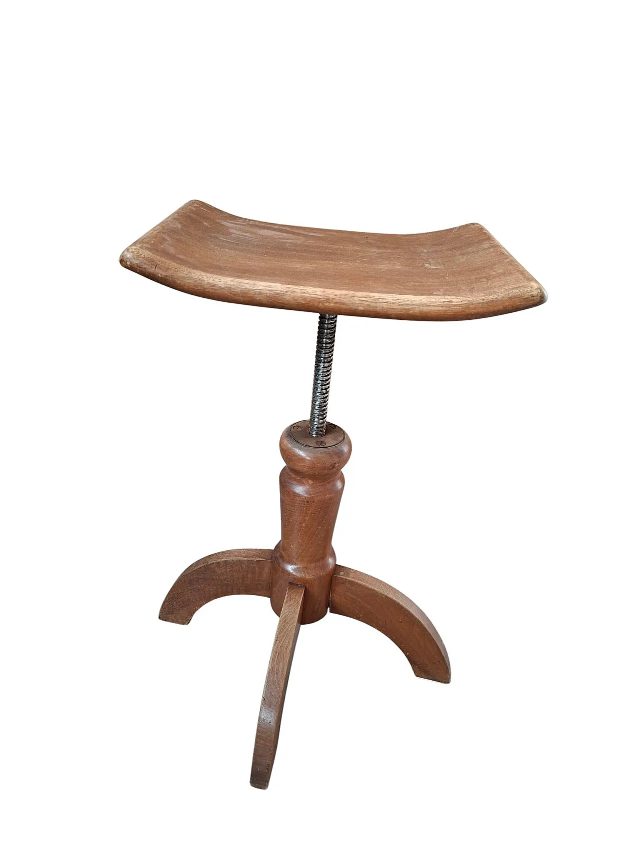 Solid beech screw stool, 1960s 2