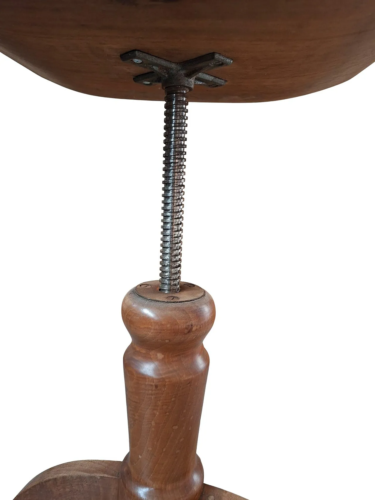 Solid beech screw stool, 1960s 3
