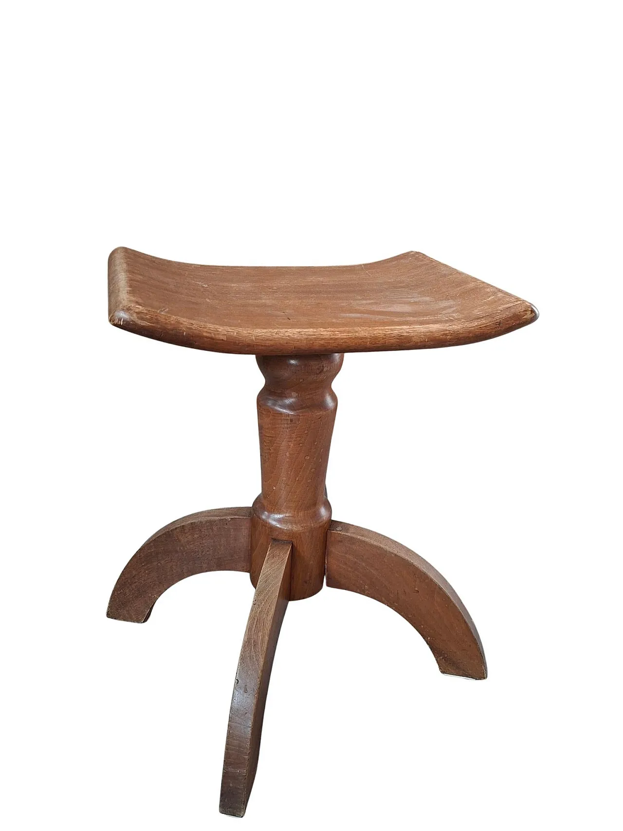 Solid beech screw stool, 1960s 9