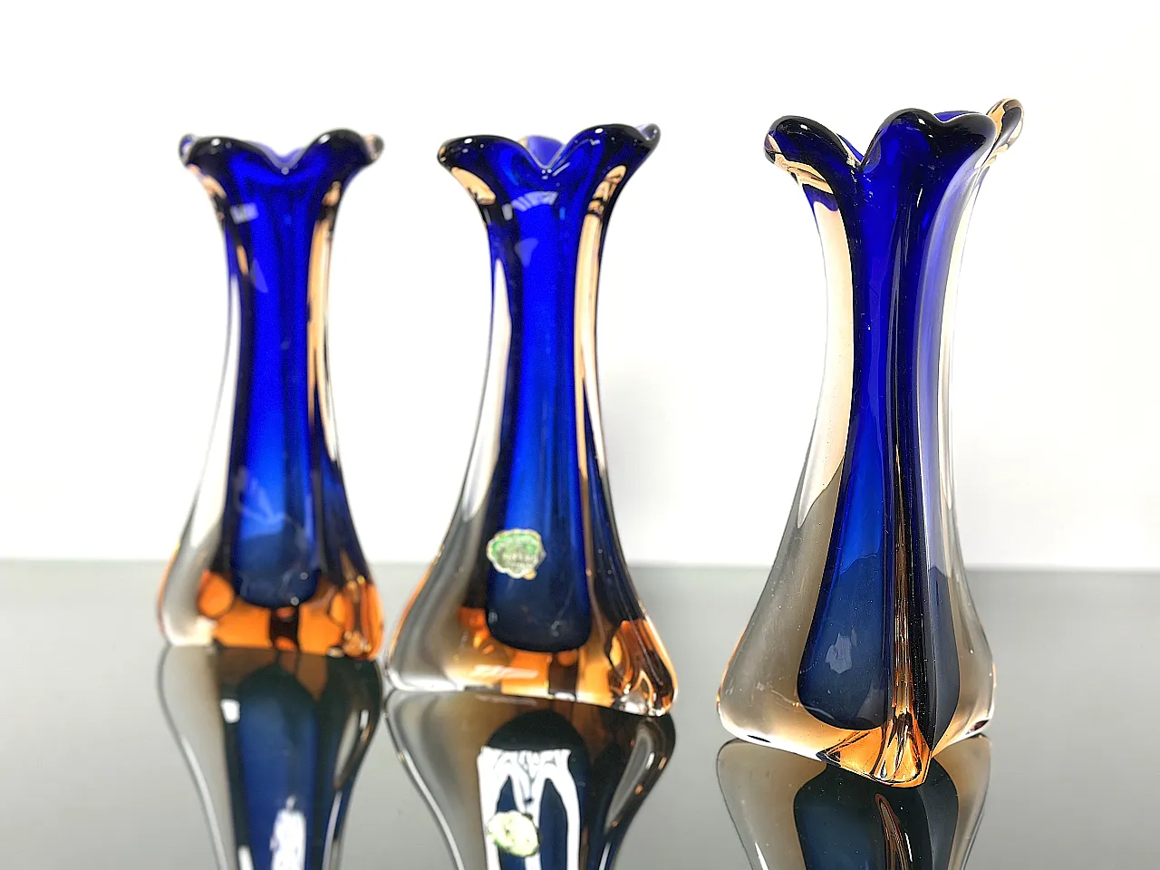3 Murano Glass Vases, 1960s 7