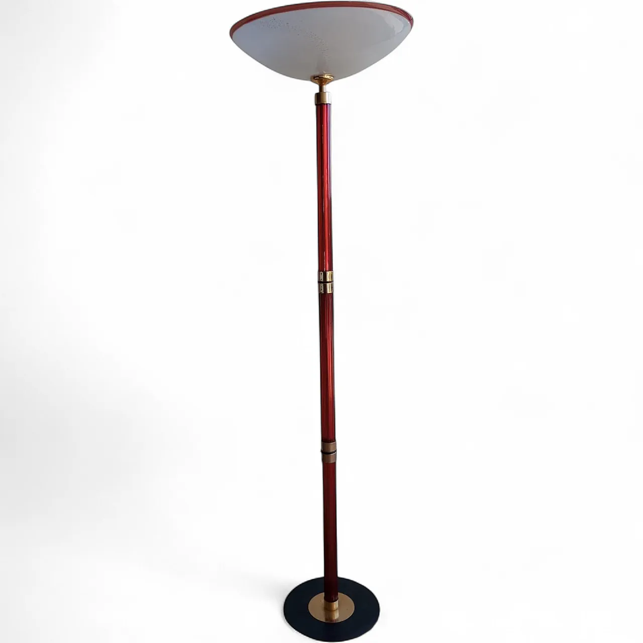 Floor lamp in grooved Murano glass and brass, Italy, 1970s 11