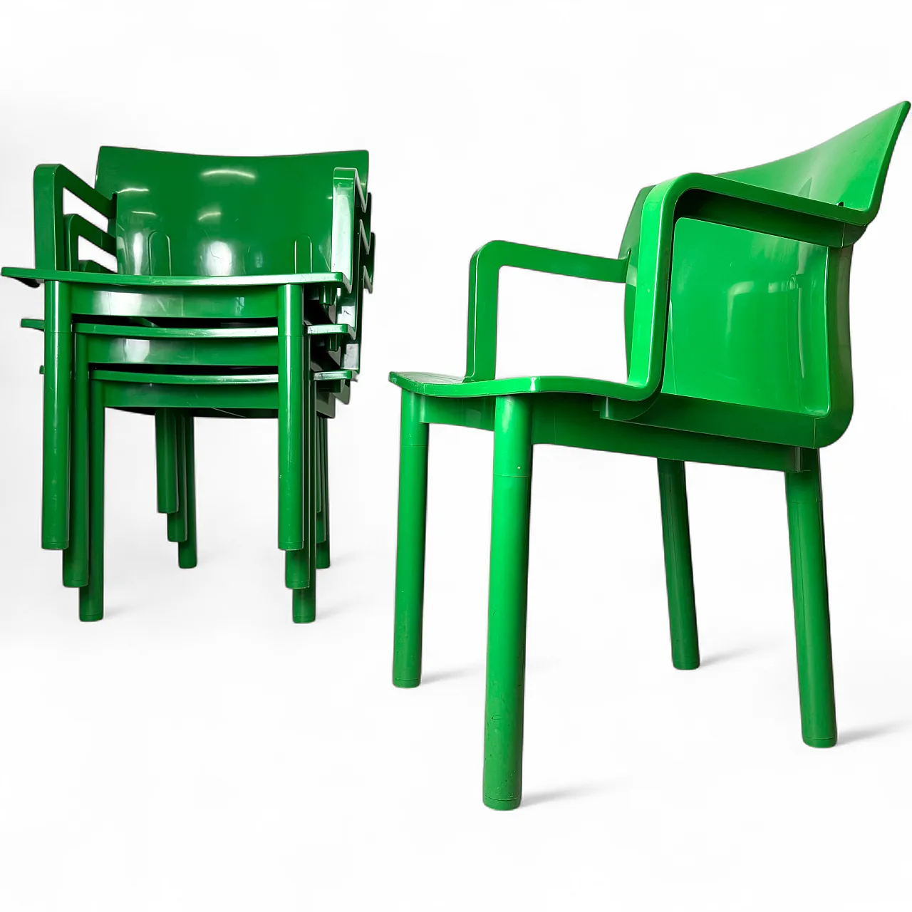 Four 4870 chairs by Anna Castelli Ferrieri for Kartell, 90s 5