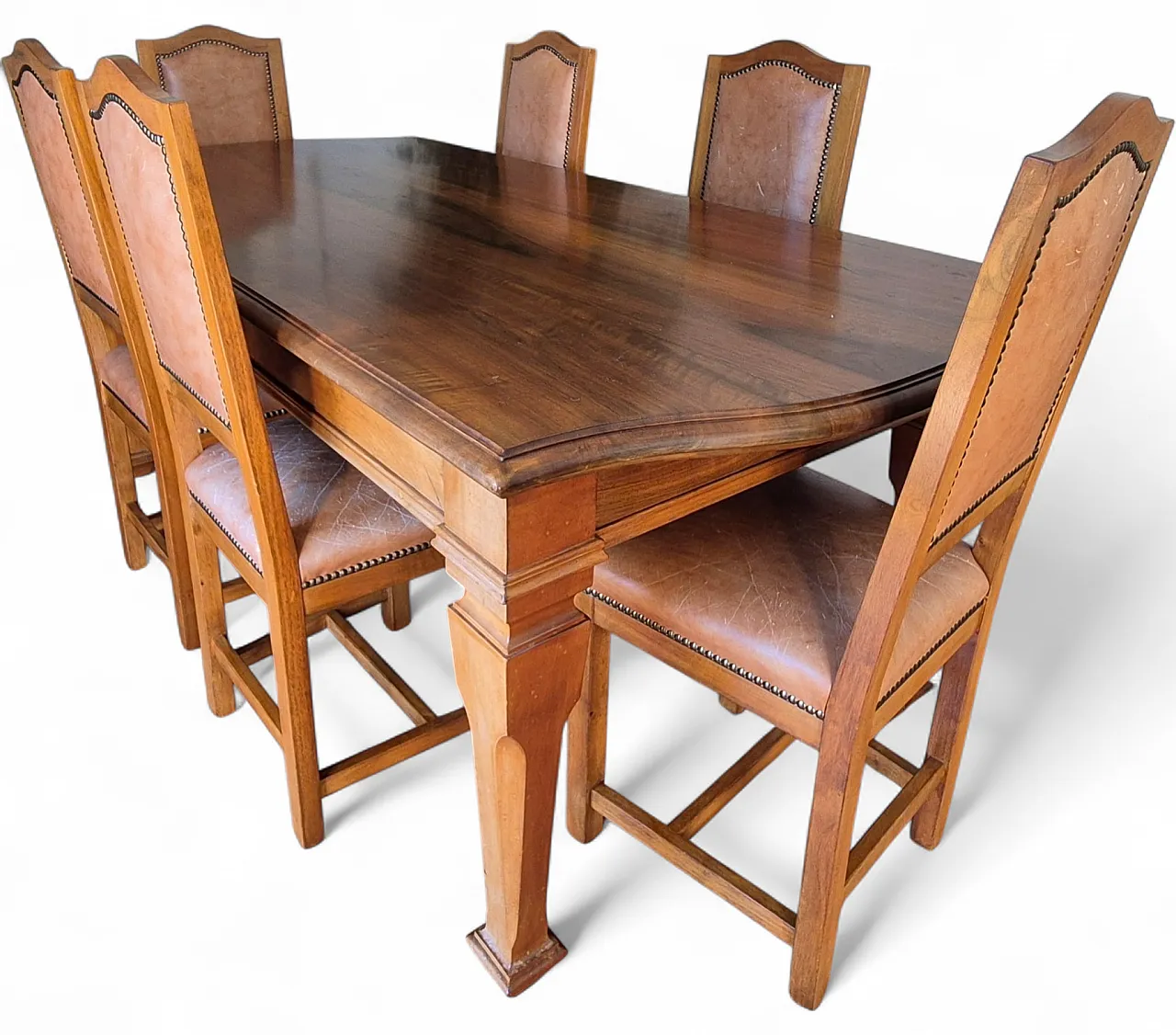 Table in solid national walnut with drawer extension, 2000s 4