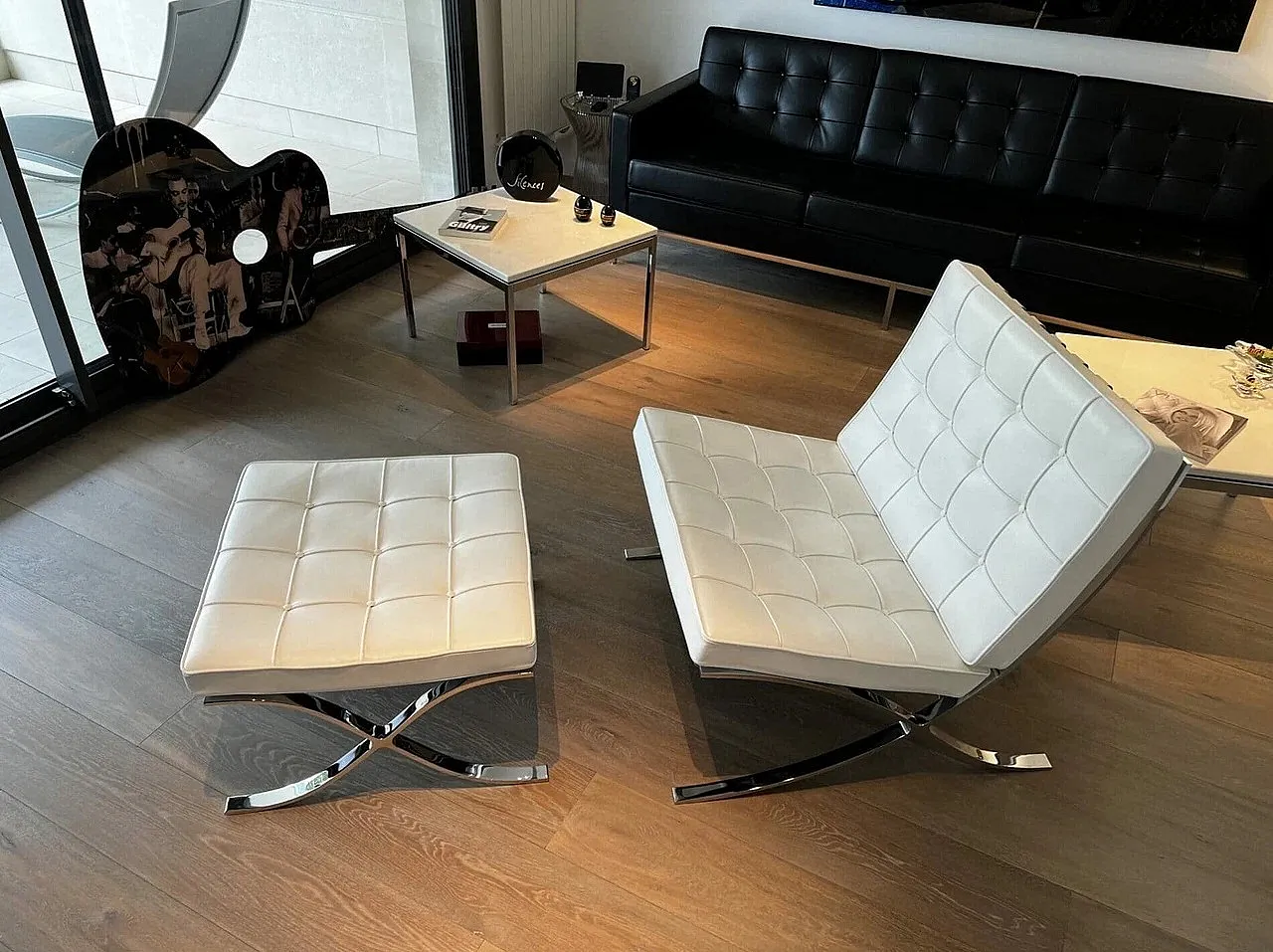 Barcelona Relax armchair  white Venezia leather, 2000s 6