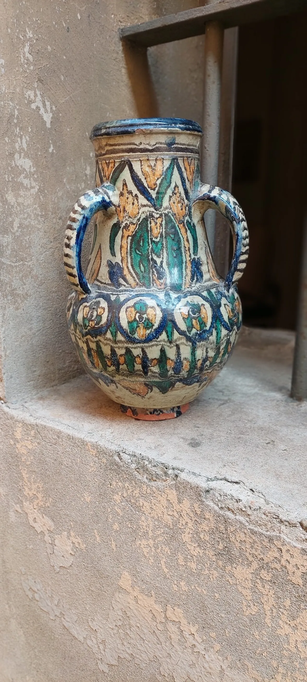 Painted and enameled majolica jar, 19th century 2