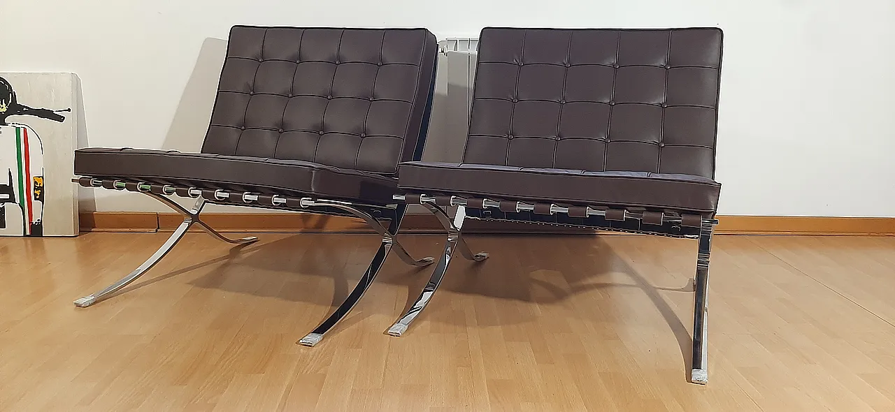 Poltrona Barcelona Relax di Knoll in pelle Venezia Brown, anni 2000 1