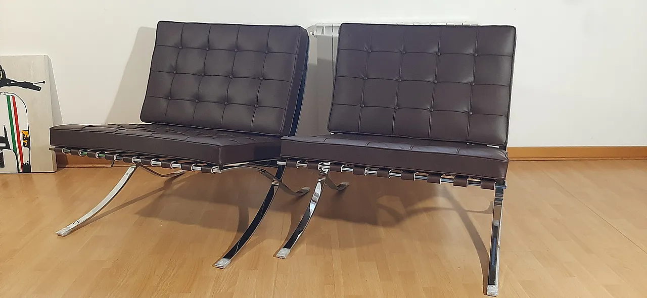 Poltrona Barcelona Relax di Knoll in pelle Venezia Brown, anni 2000 2