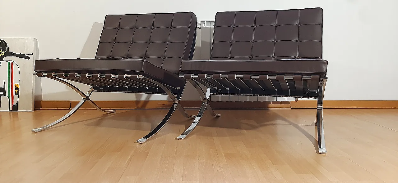 Poltrona Barcelona Relax di Knoll in pelle Venezia Brown, anni 2000 3