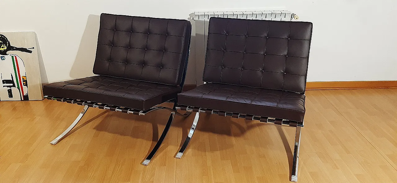 Poltrona Barcelona Relax di Knoll in pelle Venezia Brown, anni 2000 4