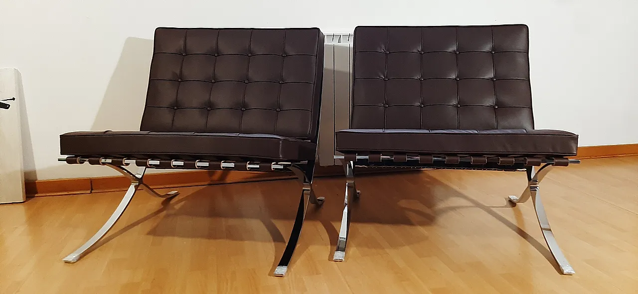 Poltrona Barcelona Relax di Knoll in pelle Venezia Brown, anni 2000 5