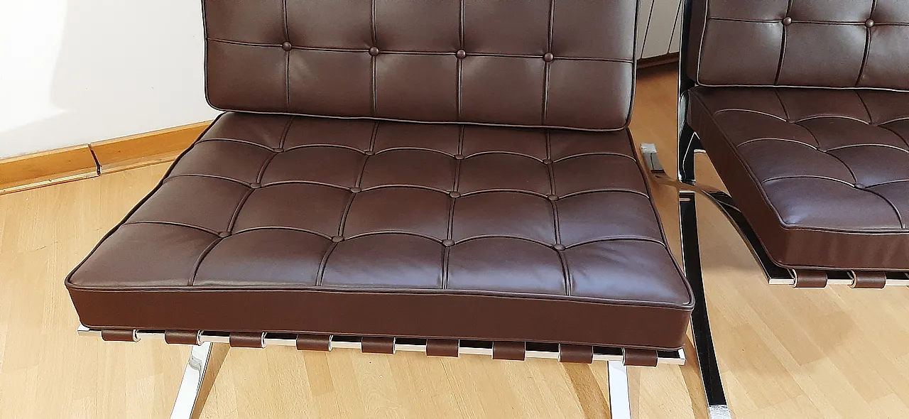 Poltrona Barcelona Relax di Knoll in pelle Venezia Brown, anni 2000 8