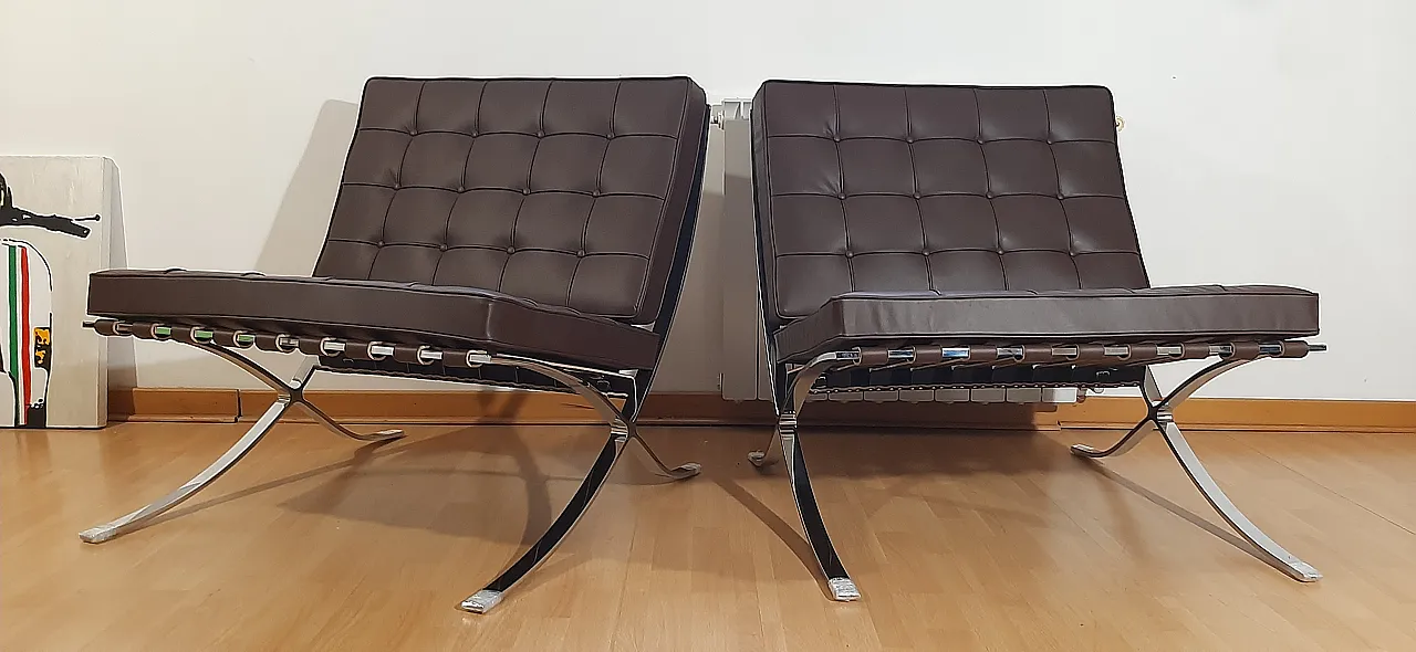 Poltrona Barcelona Relax di Knoll in pelle Venezia Brown, anni 2000 37