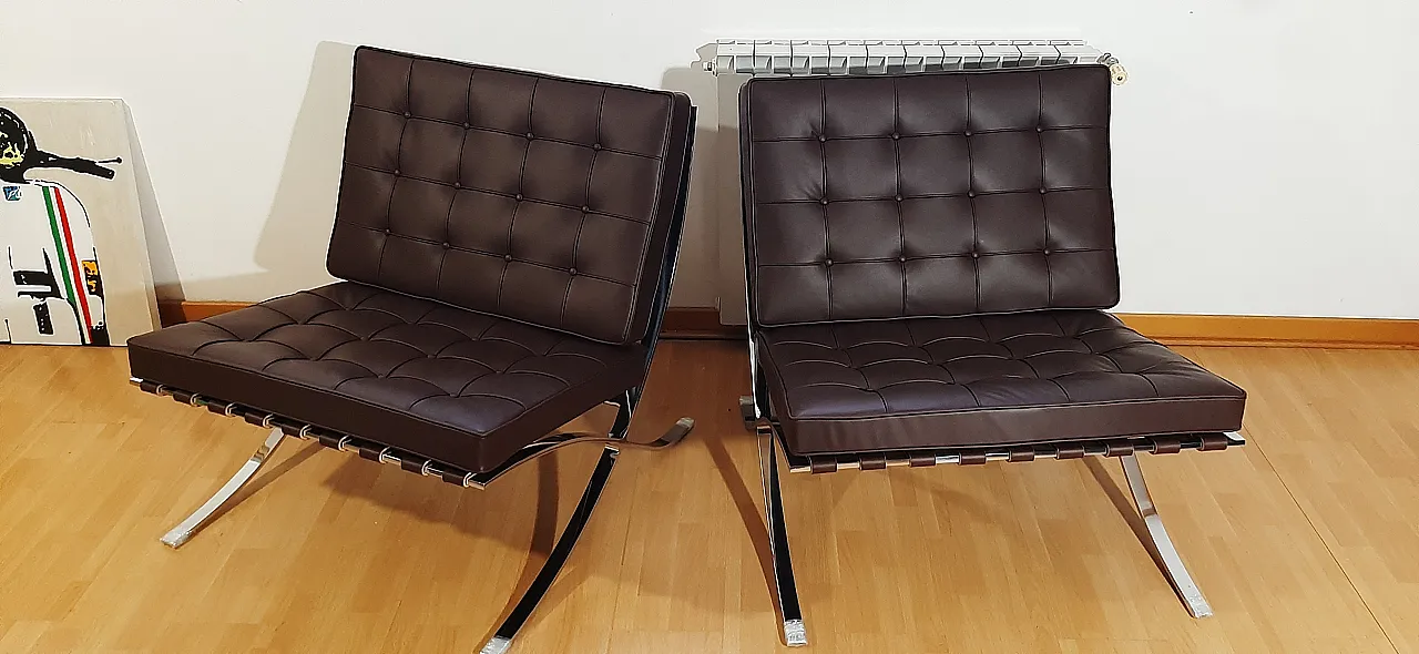 Poltrona Barcelona Relax di Knoll in pelle Venezia Brown, anni 2000 38