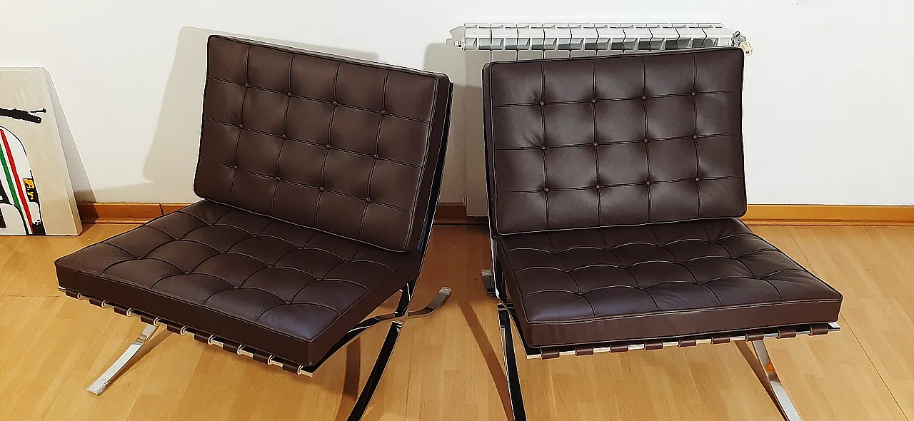Poltrona Barcelona Relax di Knoll in pelle Venezia Brown, anni 2000 40