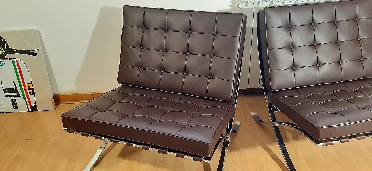 Poltrona Barcelona Relax di Knoll in pelle Venezia Brown, anni 2000 42