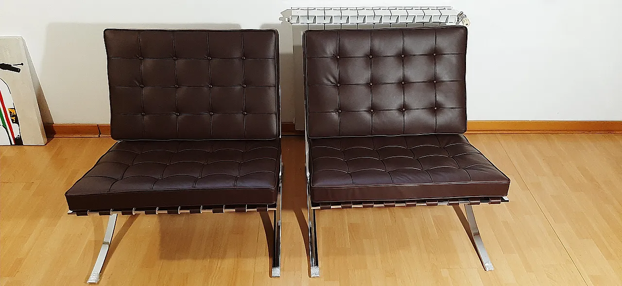 Poltrona Barcelona Relax di Knoll in pelle Venezia Brown, anni 2000 43