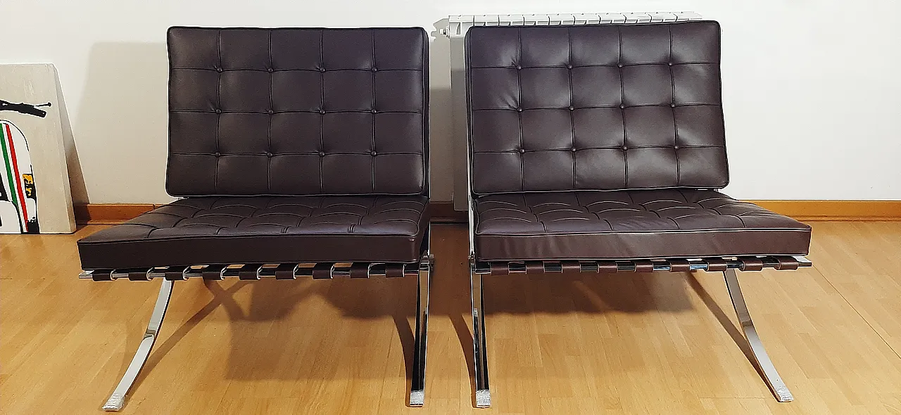 Poltrona Barcelona Relax di Knoll in pelle Venezia Brown, anni 2000 44