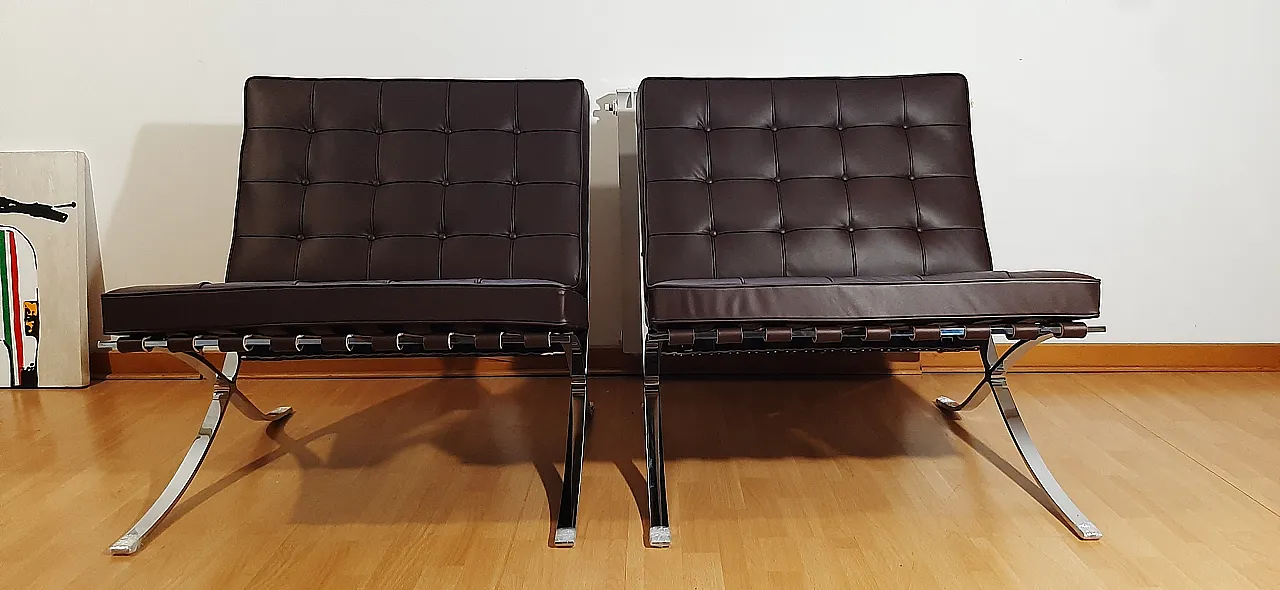 Poltrona Barcelona Relax di Knoll in pelle Venezia Brown, anni 2000 45