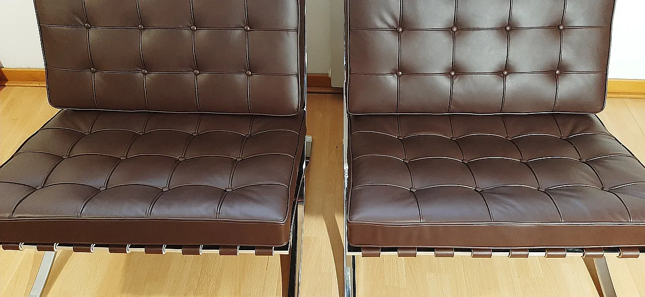 Poltrona Barcelona Relax di Knoll in pelle Venezia Brown, anni 2000 55