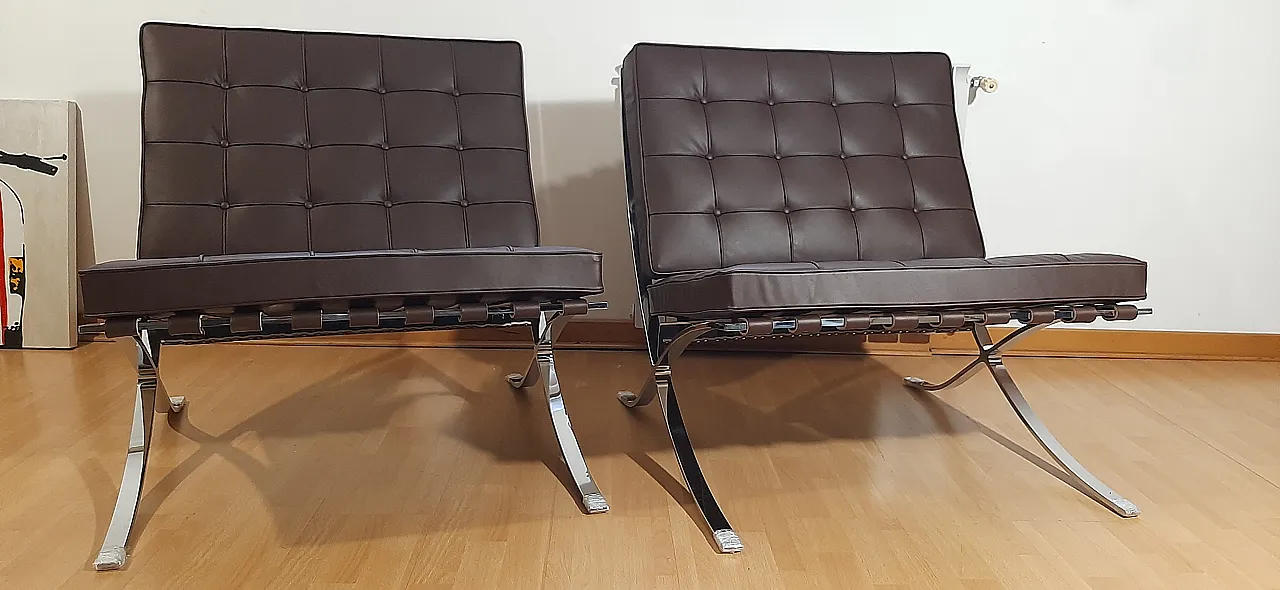 Poltrona Barcelona Relax di Knoll in pelle Venezia Brown, anni 2000 56