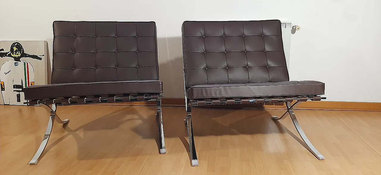 Poltrona Barcelona Relax di Knoll in pelle Venezia Brown, anni 2000 57