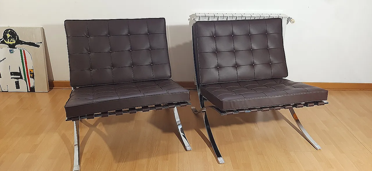 Poltrona Barcelona Relax di Knoll in pelle Venezia Brown, anni 2000 58