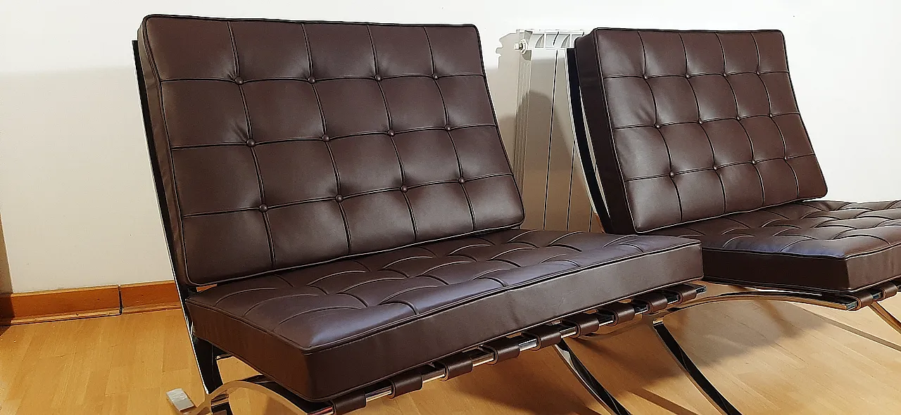 Poltrona Barcelona Relax di Knoll in pelle Venezia Brown, anni 2000 63