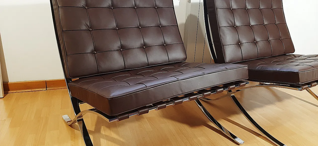 Poltrona Barcelona Relax di Knoll in pelle Venezia Brown, anni 2000 64