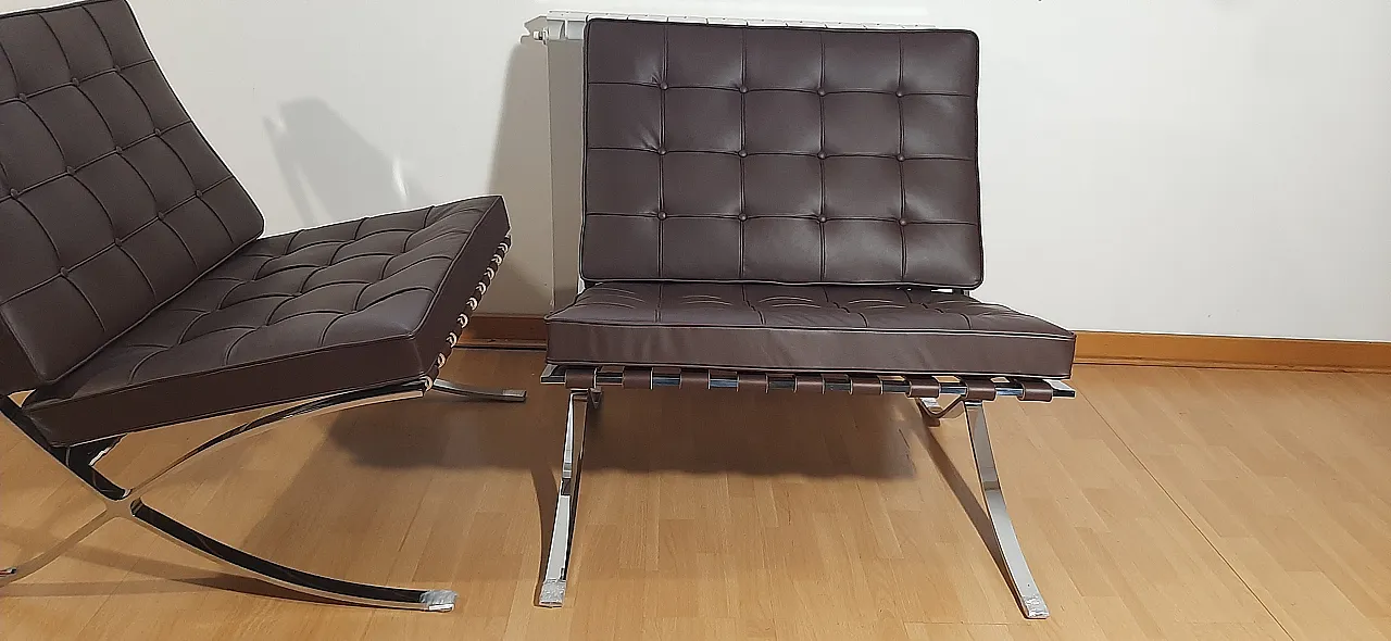 Poltrona Barcelona Relax di Knoll in pelle Venezia Brown, anni 2000 75