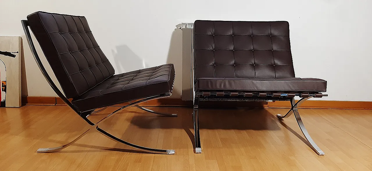 Poltrona Barcelona Relax di Knoll in pelle Venezia Brown, anni 2000 76